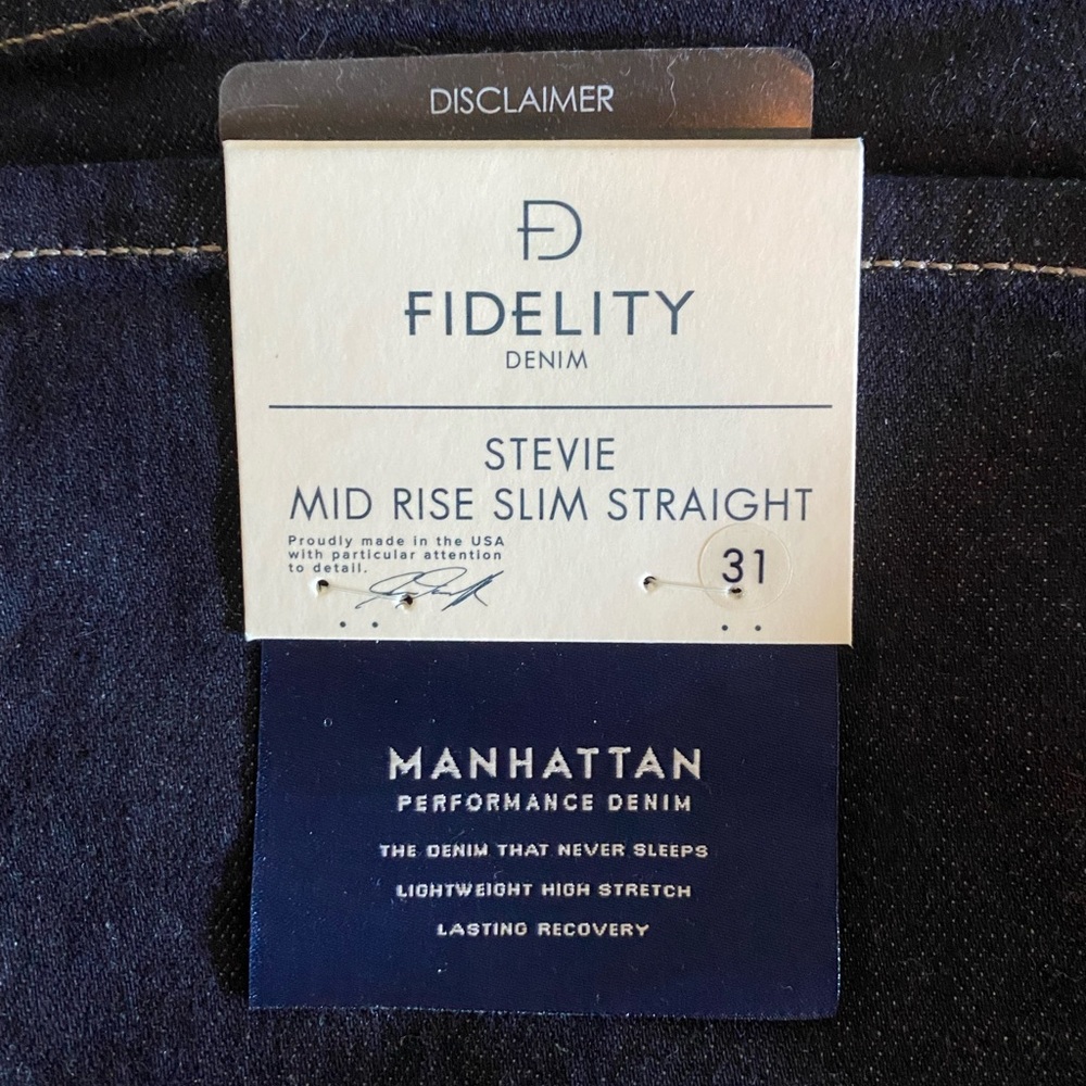 Fidelity Denim Stevie Mid Rise Slim Straight Westgate Wash Jeans Women’s Size 31 - Picture 8 of 9